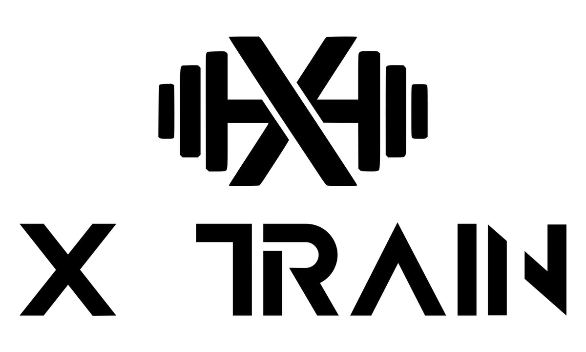 Black stylized fitness logo with a barbell and bold geometric text on a white background